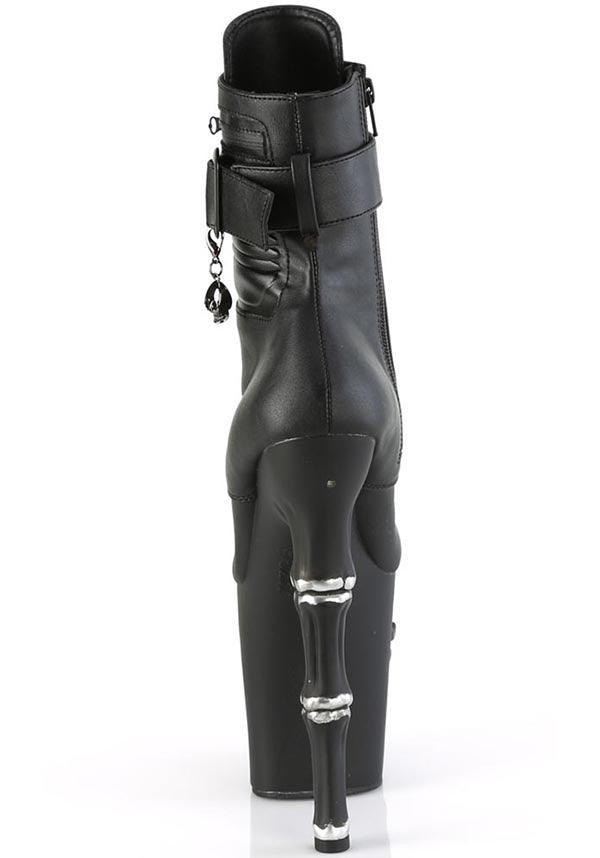 RAPTURE-1020STR-LT [Black Faux] | PLATFORM HEELS [PREORDER] - Beserk - all, black, boots, boots [preorder], clickfrenzy15-2023, discountapp, fp, goth, gothic, heels, heels [preorder], labelpreorder, labelvegan, platform boots, platform heels, platforms, platforms [preorder], pleaser, ppo, preorder, shoes, skull, vegan