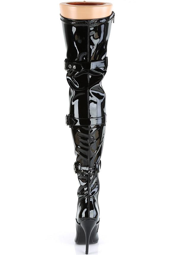 SEDUCE-3028 [Black Patent] | THIGH HIGH BOOTS [PREORDER] - Beserk - all, all ladies, black, boot, boots, boots [preorder], buckle, buckles, clickfrenzy15-2023, discountapp, fp, heels, heels [preorder], knee high boots, labelpreorder, labelvegan, lace up, ladies, long boots, pleaser, ppo, preorder, shoes, stripper, thigh high boots, vegan