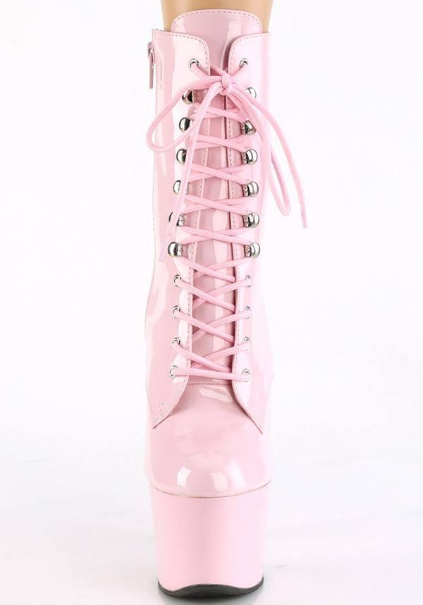 SKY-1020 [Baby Pink Patent] | PLATFORM HEELS [PREORDER] - Beserk - all, ankle boots, baby pink, boots, boots [preorder], clickfrenzy15-2023, colour:pink, discountapp, fp, heels, heels [preorder], labelpreorder, labelvegan, light pink, pastel pink, pink, platform, platform boots, platform heels, platforms, platforms [preorder], pleaser, pole, pole dancing, ppo, preorder, shoes, stripper, vegan