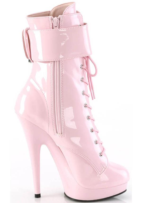 SULTRY-1023 [B. Pink Patent] | Platform Boots [PREORDER] - Beserk - all, baby pink, boots, boots [preorder], clickfrenzy15-2023, colour:pink, discountapp, fp, heels, heels [preorder], labelpreorder, labelvegan, light pink, pink, platform, platform heels, platforms [preorder], pleaser, pole, pole dancing, ppo, preorder, shoes, stripper, vegan