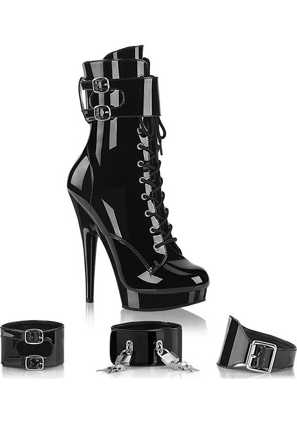 SULTRY-1023 [Black Patent] | Platform Boots [PREORDER] - Beserk - all, black, boots, boots [preorder], clickfrenzy15-2023, discountapp, fp, heels, heels [preorder], labelpreorder, labelvegan, patent, platform, platforms [preorder], pleaser, pole, pole dancing, ppo, preorder, shoes, stripper, vegan