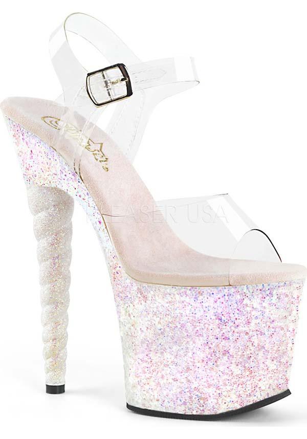 UNICORN-708LG [Clear/Opal Multi Glitter] | PLATFORM HEELS [PREORDER] - Beserk - all, clear, clickfrenzy15-2023, discountapp, fp, glitter, heels, heels [preorder], labelpreorder, labelvegan, platform heels, platforms, platforms [preorder], pleaser, ppo, preorder, sep18, shoes, unicorn, unicorns, vegan