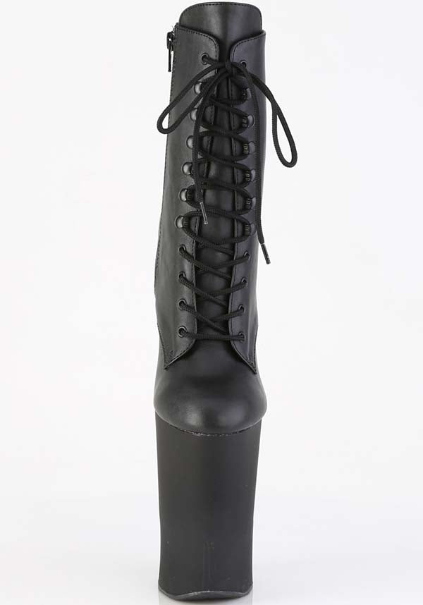 WORSHIP-1020 [Black Faux Leather] | BOOTS [PREORDER]
