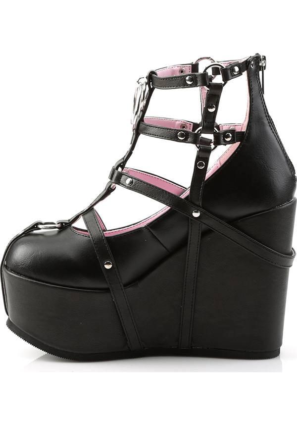 POISON-25-1 [Black] | PLATFORMS [PREORDER] - Beserk - all, black, cage, clickfrenzy15-2023, demonia, demonia shoes, discountapp, fp, goth, gothic, labelpreorder, labelvegan, platforms, platforms [preorder], pleaserimageupdated, ppo, preorder, pricematched, shoes, vegan, wedge, wedges