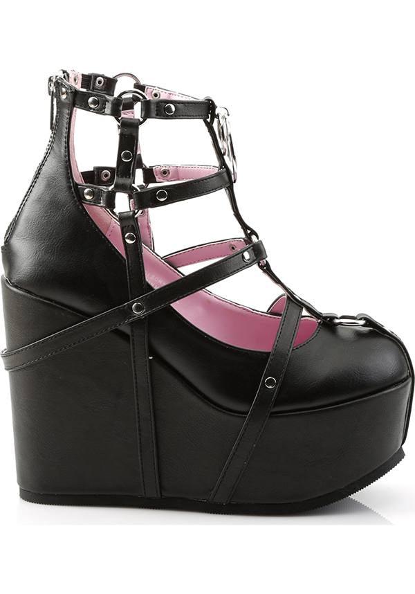POISON-25-1 [Black] | PLATFORMS [PREORDER] - Beserk - all, black, cage, clickfrenzy15-2023, demonia, demonia shoes, discountapp, fp, goth, gothic, labelpreorder, labelvegan, platforms, platforms [preorder], pleaserimageupdated, ppo, preorder, pricematched, shoes, vegan, wedge, wedges