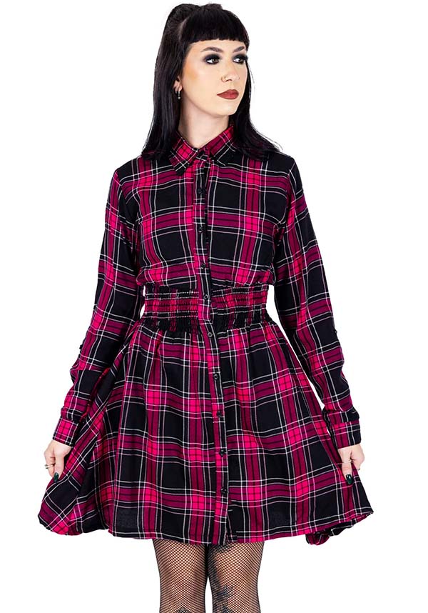 Prairie [Dark Pink Check] | DRESS