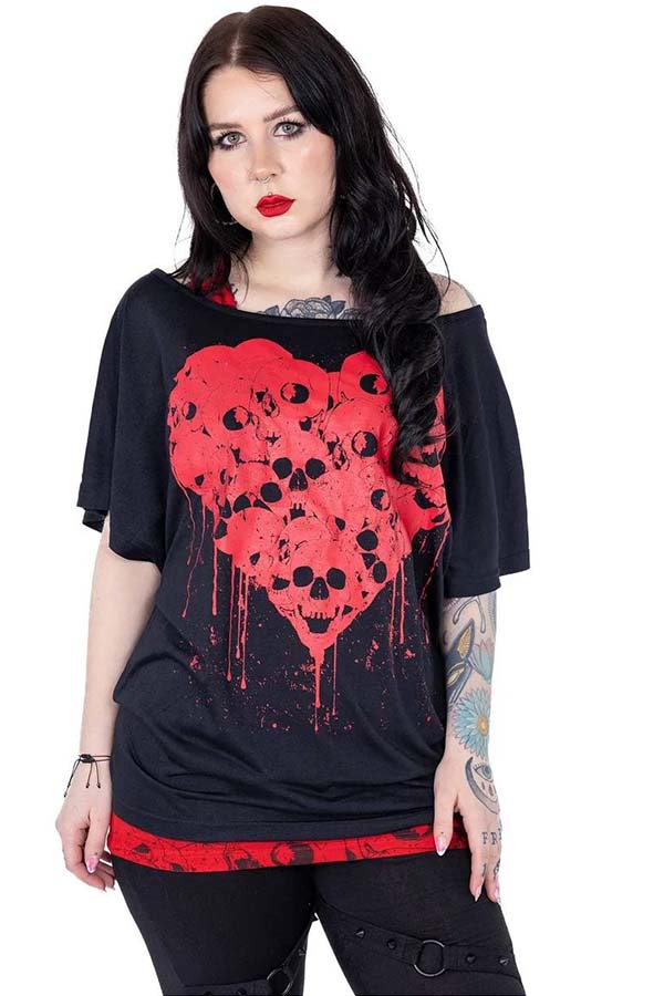 Skull Heart [Black/Red] | TOP