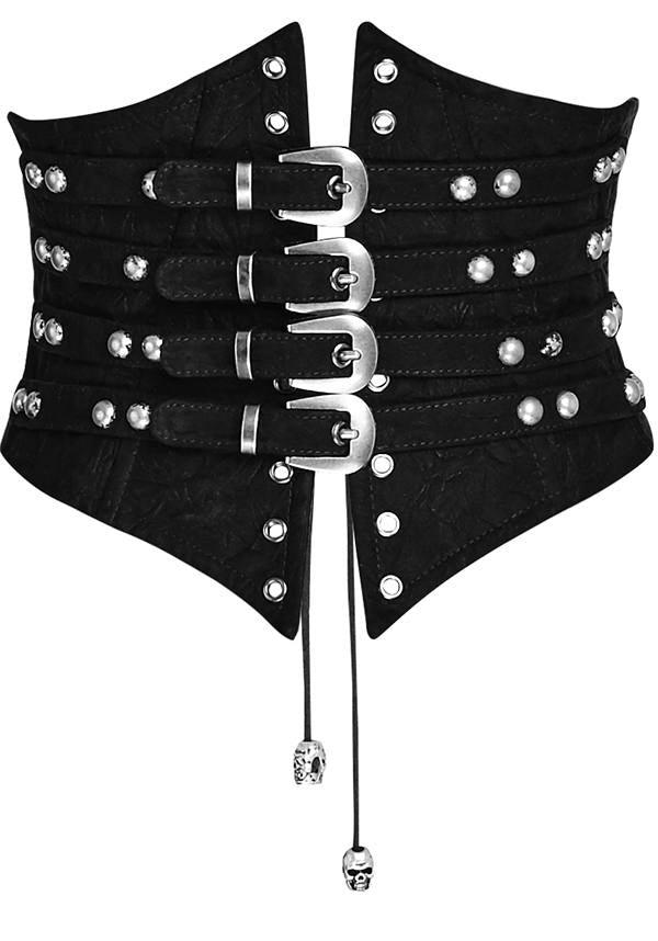 Steampunk Belt Buckle [Black] | CORSET - Beserk - accessories, adjustable, all, all ladies, belt, belts, belts and buckles, black, buckle, buckles, corset, discountapp, fp, googleshopping, goth, gothic, gothic accessories, grunge, halloween accessories, jun23, labelnew, labelvegan, ladies, ladies accessories, medieval, PR26052023, punk, punk rave, punkrave, R180623, renaissance, skull, stud, studded, studs, vegan, waist belt, women, womens