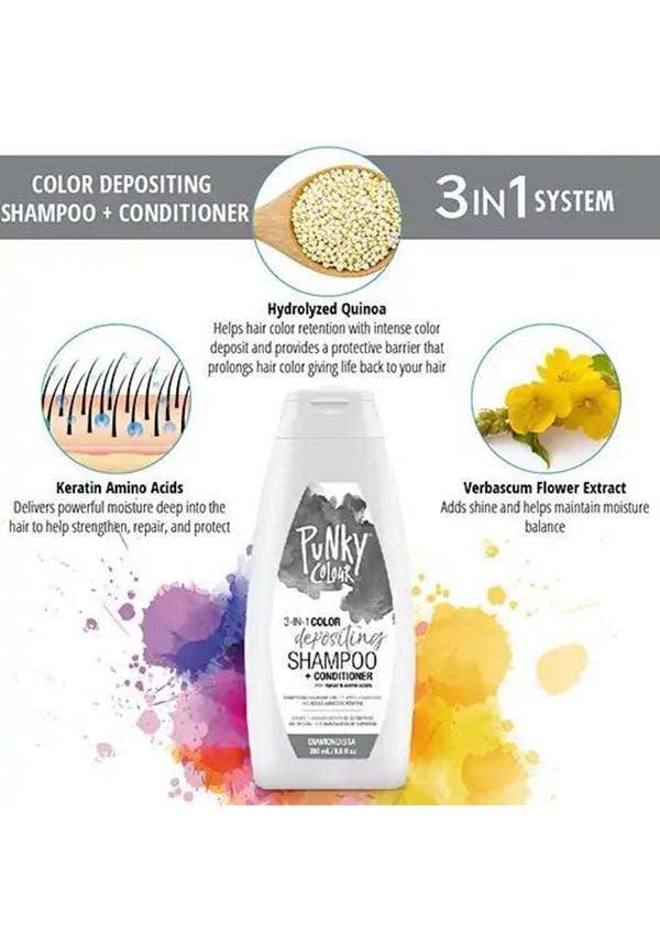 Diamondista | 3-IN-1 COLOUR SHAMPOO &amp; CONDITIONER - Beserk - all, clickfrenzy15-2023, conditioner, cosmetics, cpgstinc, dec20, discountapp, fp, hair, hair care, hair colour, hair colours, hair dye, hair dyes, hair products, hair silver, hair white, labelvegan, punky colour, shampoo, silver, vegan, white