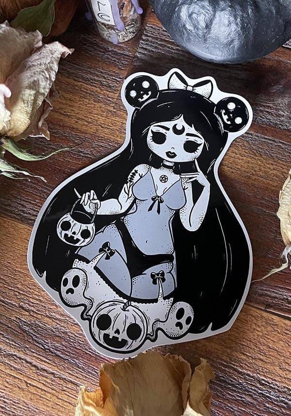 Trick Or Treat | STICKER - Beserk - all, black, black and white, christmas gift, christmas gifts, clickfrenzy15-2023, cpgstinc, crescent moon, dec20, discountapp, fp, gift, gift idea, gift ideas, goth, gothic, gothic gifts, halloween, moon, office and stationery, pentacle, pentagram, pumpkin, pumpkin art, pvmpkin art, stationery, sticker, witch, witches, witchy