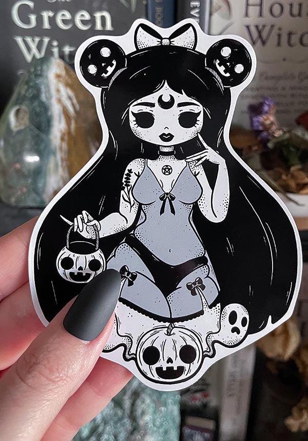 Trick Or Treat | STICKER - Beserk - all, black, black and white, christmas gift, christmas gifts, clickfrenzy15-2023, cpgstinc, crescent moon, dec20, discountapp, fp, gift, gift idea, gift ideas, goth, gothic, gothic gifts, halloween, moon, office and stationery, pentacle, pentagram, pumpkin, pumpkin art, pvmpkin art, stationery, sticker, witch, witches, witchy