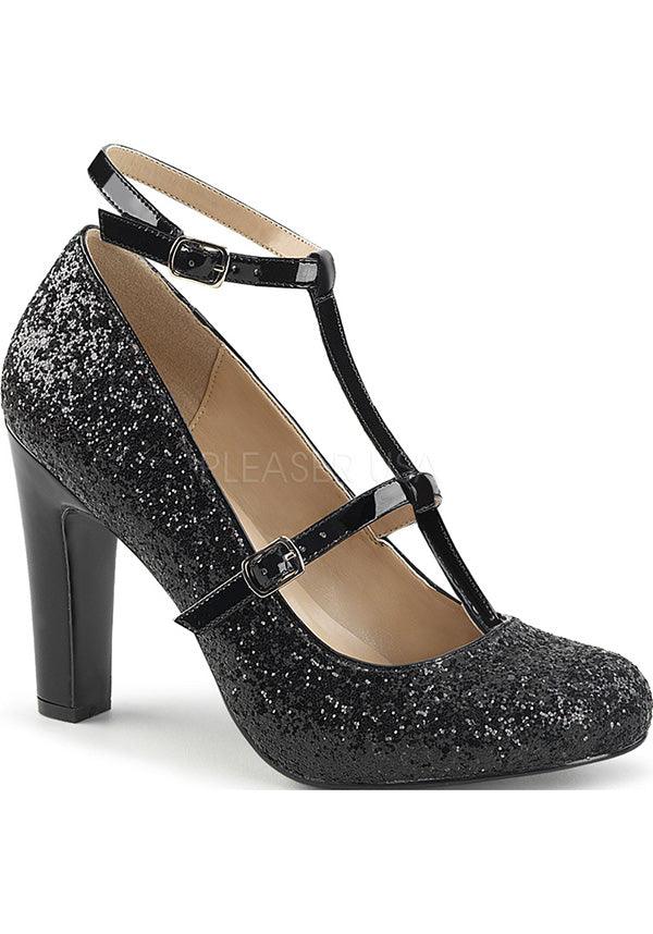 QUEEN-01 [Black Glitter] | HEELS [PREORDER] - Beserk - all, black, clickfrenzy15-2023, discountapp, formal, formal wear, fp, glitter shoe, heel, heels, heels [preorder], labelpreorder, labelvegan, pleaser, ppo, preorder, shoes, vegan
