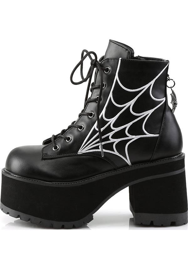 RANGER-105 [Black] | PLATFORM BOOTS [PREORDER] - Beserk - all, black, boots, boots [preorder], clickfrenzy15-2023, demonia, demonia shoes, discountapp, fp, halloween, labelpreorder, labelvegan, platforms, platforms [preorder], pleaserimageupdated, ppo, preorder, shoes, spider web, spiderweb, spiderwebs, vegan, web