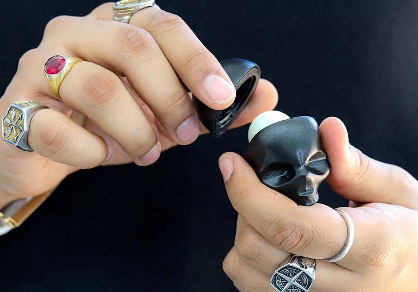 Skull [Black] | LIP BALM - Beserk - all, aug21, black, christmas gift, christmas gifts, clickfrenzy15-2023, cosmetics, discountapp, fp, gift, gift idea, gift ideas, gifts, goth, gothic, gothic cosmetics, gothic gifts, halloween, halloween cosmetics, lip, lip balm, lips, mens gift, mens gifts, punk, R080821, skin care, skull, skulls, winter