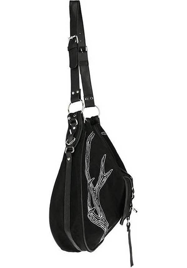 Antlers [Black] | HOBO BAG - Beserk - accessories, all, antler, bag, black, black and white, clickfrenzy15-2023, discountapp, fp, goth, gothic, gothic accessories, gothic bag, hand bag, handbag, handbags and purses, jan21, labelvegan, ladies accessories, restyle, shoulder bag, vegan, witch, witches, witchy