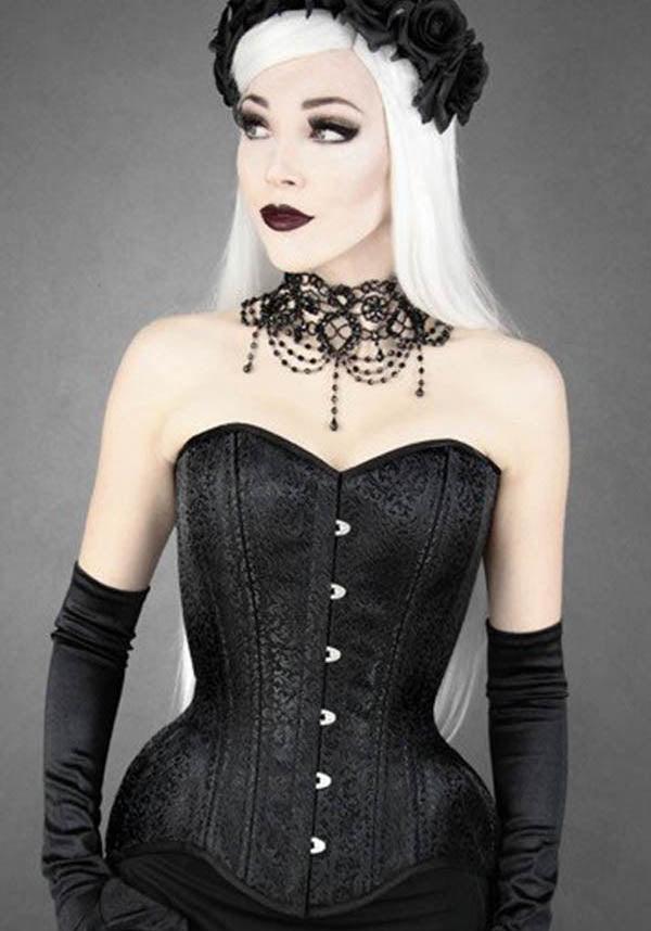 Restyle - Black Brocade Overbust Corset - Buy Online Australia