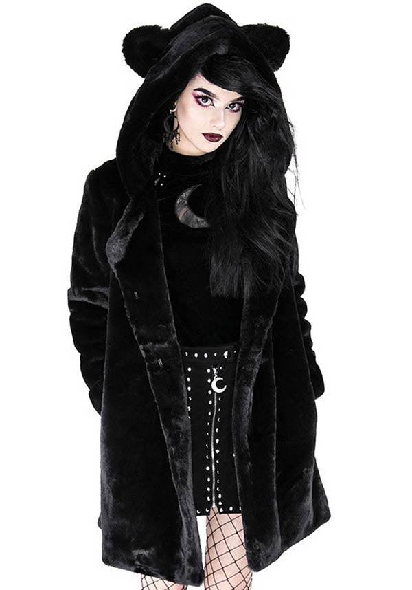Black Cat | FAUX FUR COAT - Beserk - all, all clothing, all ladies clothing, black, cat, cats, clickfrenzy15-2023, clothing, coat, discountapp, faux fur, fluffy, fp, fur, furry, hood, hooded, hooded jumper, hoodie, hoodies, hoody, jackets and jumpers, jumper, jumpers and jackets, labelvegan, ladies clothing, ladies outerwear, may22, outerwear, plus size, R190522, RS203725, vegan, winter, winter clothing, winter wear, womens hoodie