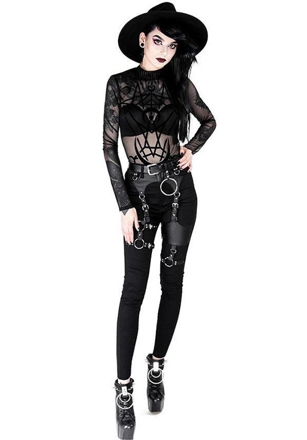 Black Gothic Harness | JEANS - Beserk - all, all clothing, all ladies, all ladies clothing, black, buckles, cage harness, clickfrenzy15-2023, clothing, dec19, discountapp, edgy, fetish, fp, garters and harnesses, goth, gothic, harness, jeans, ladies, ladies clothing, ladies pants, ladies pants + shorts, ladies pants and shorts, pants, pricematchedsg, repriced030523, restyle, skinny jeans, techwear, winter, winter clothing
