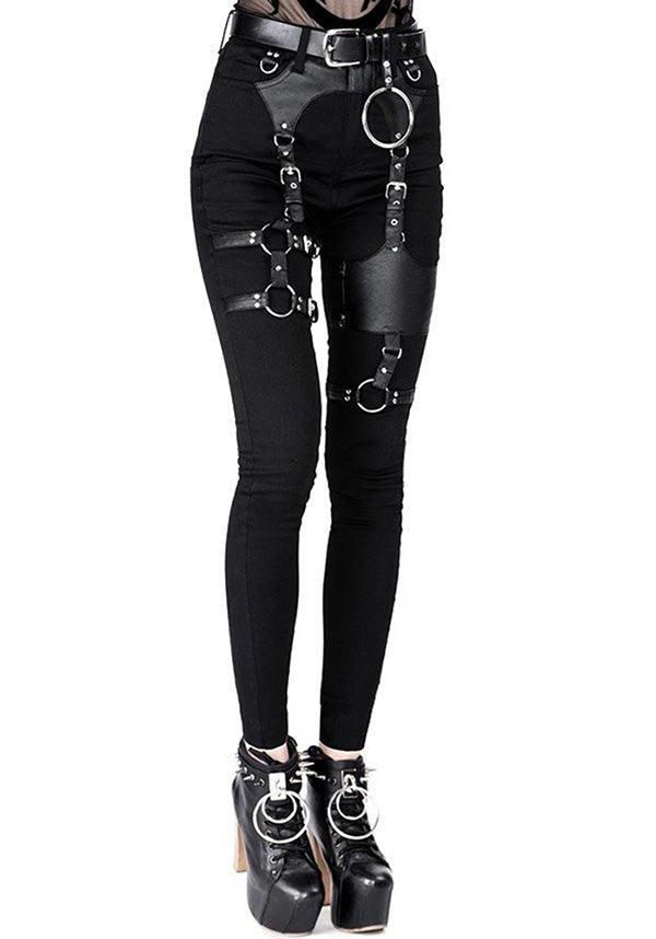 Black Gothic Harness | JEANS - Beserk - all, all clothing, all ladies, all ladies clothing, black, buckles, cage harness, clickfrenzy15-2023, clothing, dec19, discountapp, edgy, fetish, fp, garters and harnesses, goth, gothic, harness, jeans, ladies, ladies clothing, ladies pants, ladies pants + shorts, ladies pants and shorts, pants, pricematchedsg, repriced030523, restyle, skinny jeans, techwear, winter, winter clothing