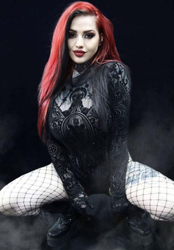 Cathedral Corset | MESH BODYSUIT - Beserk - all, all clothing, all ladies clothing, bodysuit, cathedral, clickfrenzy15-2023, clothing, crescent moon, cross, dec22, discountapp, fp, googleshopping, ladies clothing, ladies top, ladies tops, long sleeve top, mesh, moon, moon phase, plus size, R181222, restyle, RS213551, see through, sheer, sheer sleeves, top, tops, women, womens, womens top