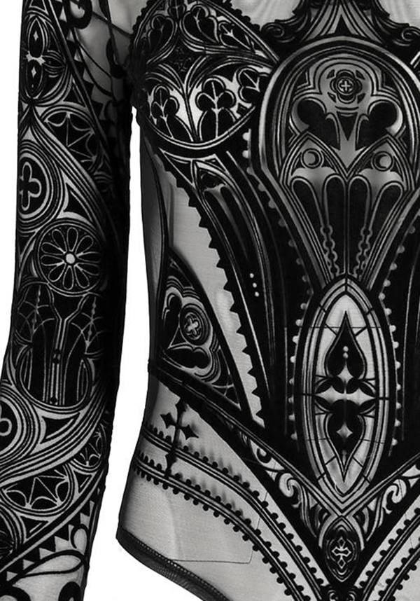 Cathedral Corset | MESH BODYSUIT - Beserk - all, all clothing, all ladies clothing, bodysuit, cathedral, clickfrenzy15-2023, clothing, crescent moon, cross, dec22, discountapp, fp, googleshopping, ladies clothing, ladies top, ladies tops, long sleeve top, mesh, moon, moon phase, plus size, R181222, restyle, RS213551, see through, sheer, sheer sleeves, top, tops, women, womens, womens top