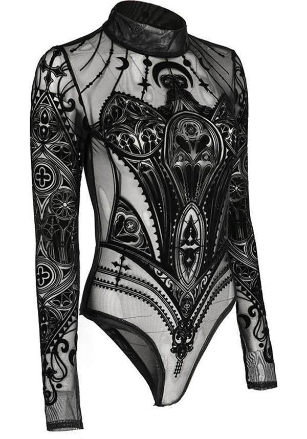Cathedral Corset | MESH BODYSUIT - Beserk - all, all clothing, all ladies clothing, bodysuit, cathedral, clickfrenzy15-2023, clothing, crescent moon, cross, dec22, discountapp, fp, googleshopping, ladies clothing, ladies top, ladies tops, long sleeve top, mesh, moon, moon phase, plus size, R181222, restyle, RS213551, see through, sheer, sheer sleeves, top, tops, women, womens, womens top