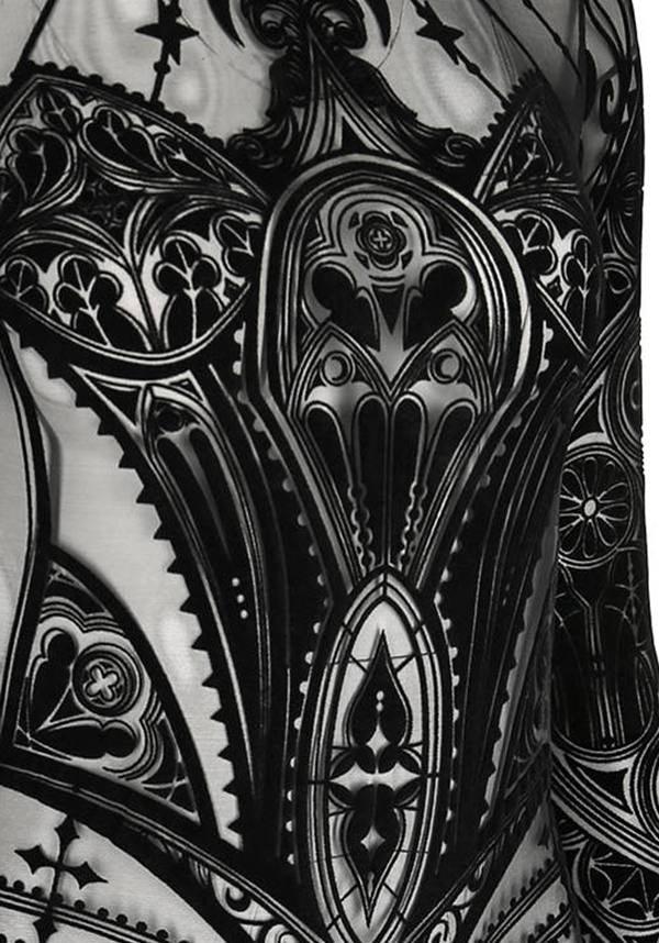 Cathedral Corset | MESH BODYSUIT - Beserk - all, all clothing, all ladies clothing, bodysuit, cathedral, clickfrenzy15-2023, clothing, crescent moon, cross, dec22, discountapp, fp, googleshopping, ladies clothing, ladies top, ladies tops, long sleeve top, mesh, moon, moon phase, plus size, R181222, restyle, RS213551, see through, sheer, sheer sleeves, top, tops, women, womens, womens top