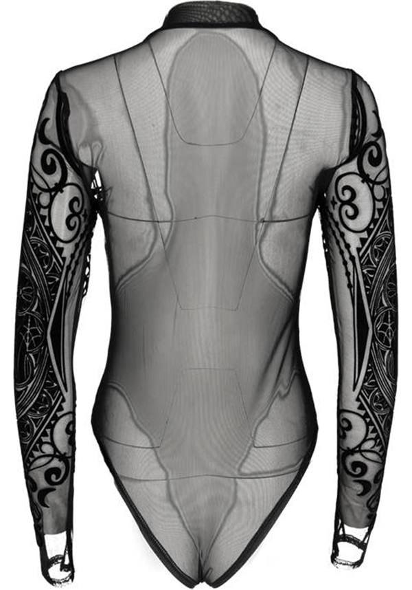 Cathedral Corset | MESH BODYSUIT - Beserk - all, all clothing, all ladies clothing, bodysuit, cathedral, clickfrenzy15-2023, clothing, crescent moon, cross, dec22, discountapp, fp, googleshopping, ladies clothing, ladies top, ladies tops, long sleeve top, mesh, moon, moon phase, plus size, R181222, restyle, RS213551, see through, sheer, sheer sleeves, top, tops, women, womens, womens top