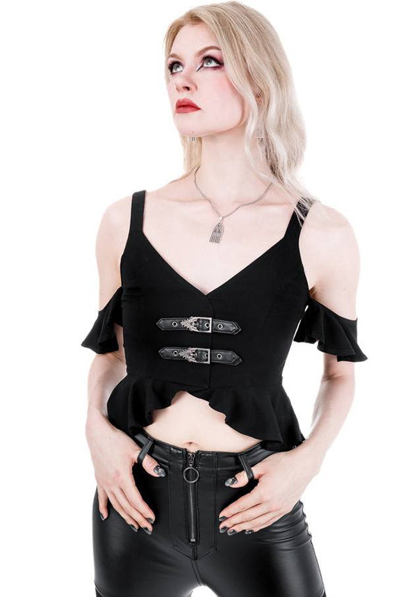Cathedralis | BUCKLE PEPLUM TOP*