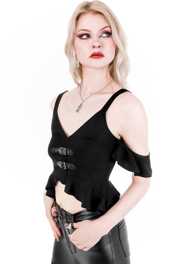 Cathedralis | BUCKLE PEPLUM TOP*