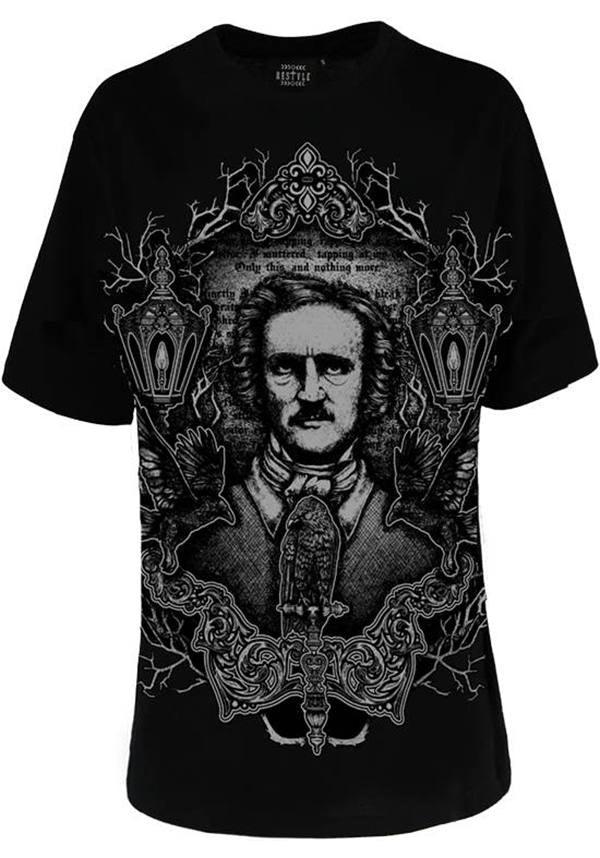 Edgar Poe | OVERSIZED T-SHIRT - Beserk - all, all clothing, all ladies clothing, black, clickfrenzy15-2023, clothing, discountapp, edgar allan poe, fp, goth shirt, goth tshirt, jul22, ladies clothing, ladies shirt, ladies tshirt, mens, mens clothing, oversized, plus size, r030722, restyle, RS205444, shirt, shirts, t-shirt, tees and shirt, tees and shirts, tshirt, tshirts, tshirts and tops, womens shirt, womens shirts, womens tshirt
