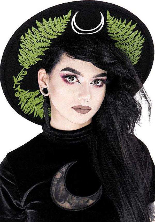 Fern | HAT - Beserk - accessories, all, black, clickfrenzy15-2023, discountapp, fp, goth summer, gothic, gothic accessories, hair accessories, hat, hats, hats and hair, ladies, moon, restyle, sep19, summer, summer goth, summer hats, witch