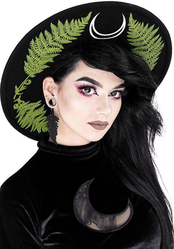 Fern | HAT - Beserk - accessories, all, black, clickfrenzy15-2023, discountapp, fp, goth summer, gothic, gothic accessories, hair accessories, hat, hats, hats and hair, ladies, moon, restyle, sep19, summer, summer goth, summer hats, witch