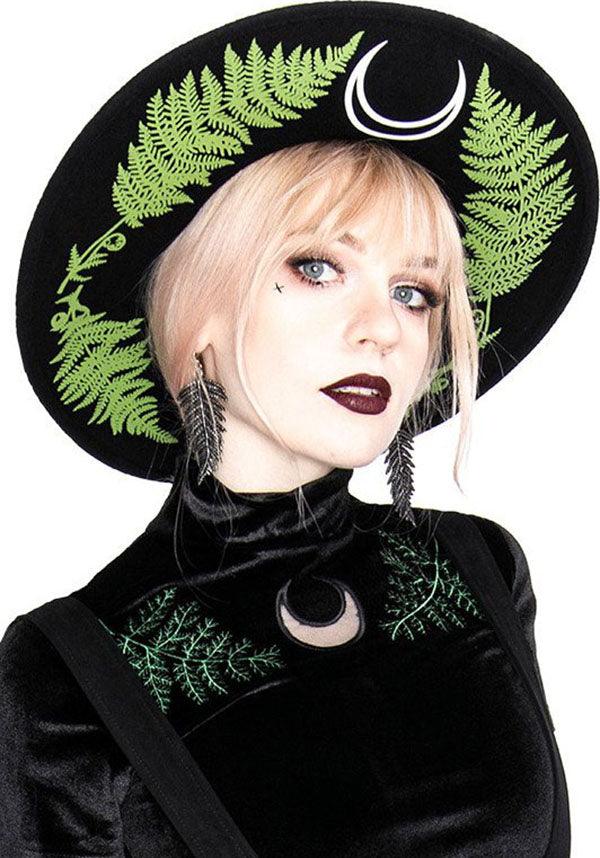 Fern | HAT - Beserk - accessories, all, black, clickfrenzy15-2023, discountapp, fp, goth summer, gothic, gothic accessories, hair accessories, hat, hats, hats and hair, ladies, moon, restyle, sep19, summer, summer goth, summer hats, witch