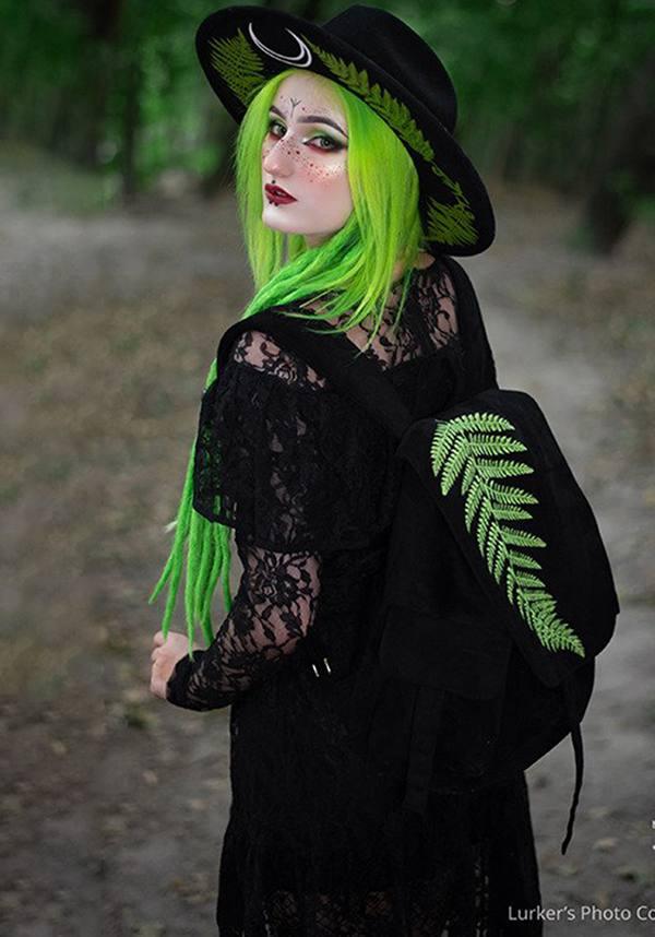 Fern | HAT - Beserk - accessories, all, black, clickfrenzy15-2023, discountapp, fp, goth summer, gothic, gothic accessories, hair accessories, hat, hats, hats and hair, ladies, moon, restyle, sep19, summer, summer goth, summer hats, witch