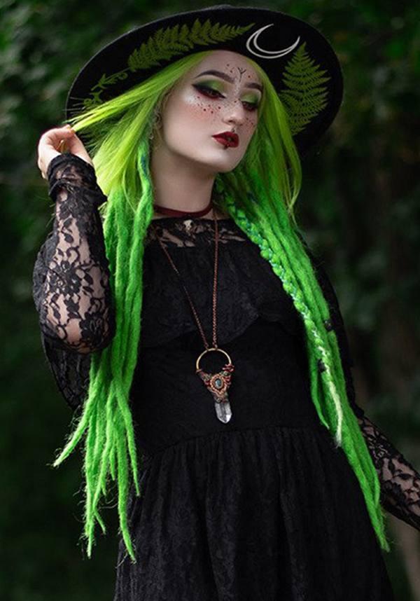 Fern | HAT - Beserk - accessories, all, black, clickfrenzy15-2023, discountapp, fp, goth summer, gothic, gothic accessories, hair accessories, hat, hats, hats and hair, ladies, moon, restyle, sep19, summer, summer goth, summer hats, witch