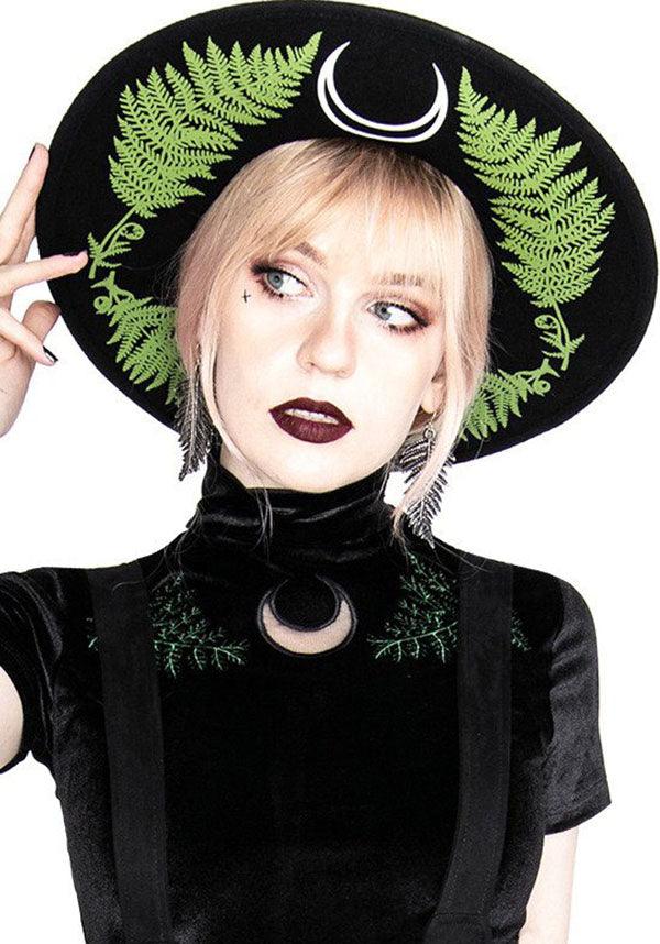 Fern | HAT - Beserk - accessories, all, black, clickfrenzy15-2023, discountapp, fp, goth summer, gothic, gothic accessories, hair accessories, hat, hats, hats and hair, ladies, moon, restyle, sep19, summer, summer goth, summer hats, witch