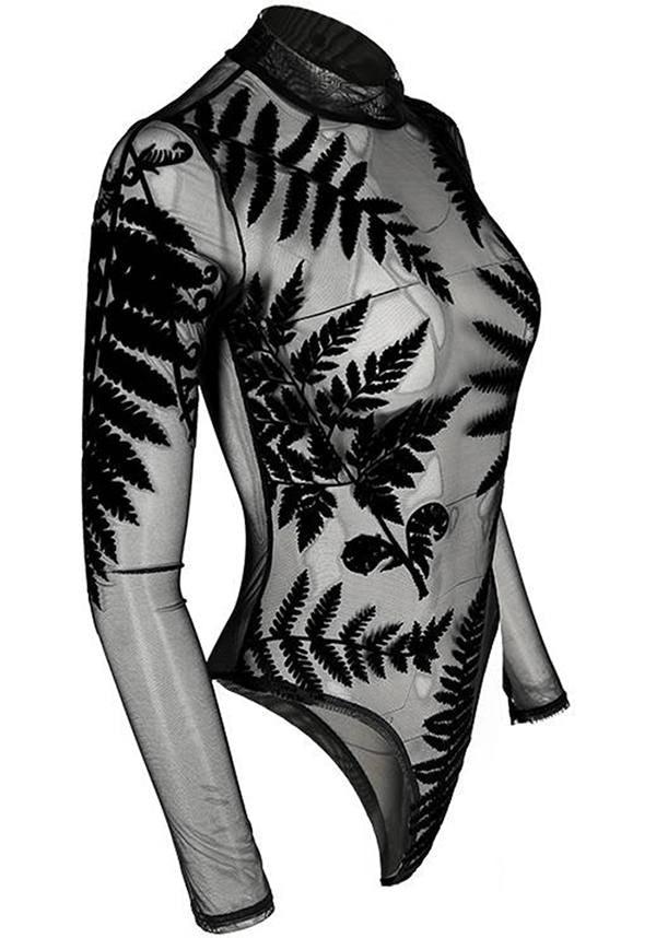 Forest Witch | MESH FERN BODYSUIT - Beserk - all, all clothing, all ladies clothing, bodysuit, clickfrenzy15-2023, clothing, discountapp, fern, fp, girls top, ladies clothing, ladies top, long sleeve top, may22, plant, plus size, R190522, restyle, RS203134, see through, sheer, tees and tops, top, tops, tshirts and tops, winter, winter clothing, womens top