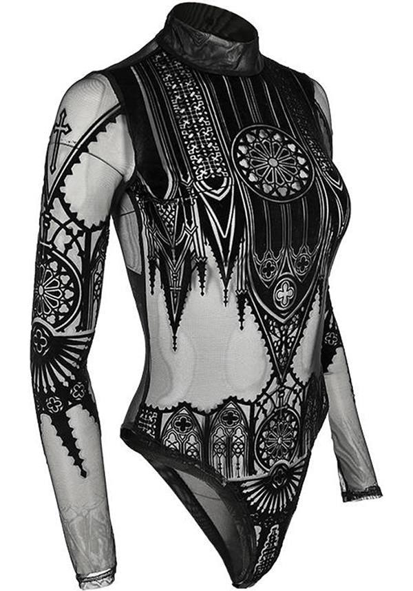 Inverted Cathedral | MESH BODYSUIT - Beserk - all, all clothing, all ladies clothing, bodysuit, clickfrenzy15-2023, clothing, discountapp, fp, girls top, ladies clothing, ladies top, long sleeve top, may22, plus size, pricematchedsg, R190522, repriced030523, restyle, RS203134, see through, sheer, tees and tops, top, tops, tshirts and tops, winter, winter clothing, womens top