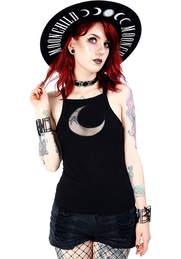 Moon Mesh | TOP - Beserk - all, all clothing, all ladies, all ladies clothing, black, clickfrenzy15-2023, clothing, discountapp, edgy, fp, gothic, ladies, ladies clothing, mesh, moon, plus, plus size, restyle, sep18, singlet, tank, top, tops, tshirts and tops