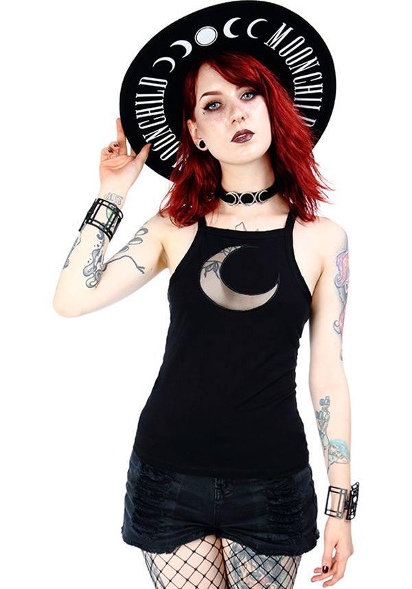 Moon Mesh | TOP - Beserk - all, all clothing, all ladies, all ladies clothing, black, clickfrenzy15-2023, clothing, discountapp, edgy, fp, gothic, ladies, ladies clothing, mesh, moon, plus, plus size, restyle, sep18, singlet, tank, top, tops, tshirts and tops