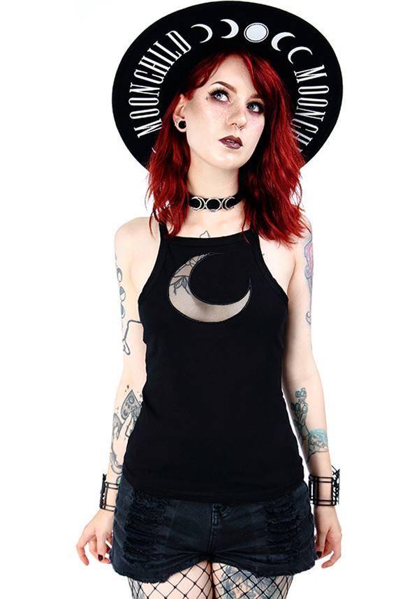 Moon Mesh | TOP - Beserk - all, all clothing, all ladies, all ladies clothing, black, clickfrenzy15-2023, clothing, discountapp, edgy, fp, gothic, ladies, ladies clothing, mesh, moon, plus, plus size, restyle, sep18, singlet, tank, top, tops, tshirts and tops