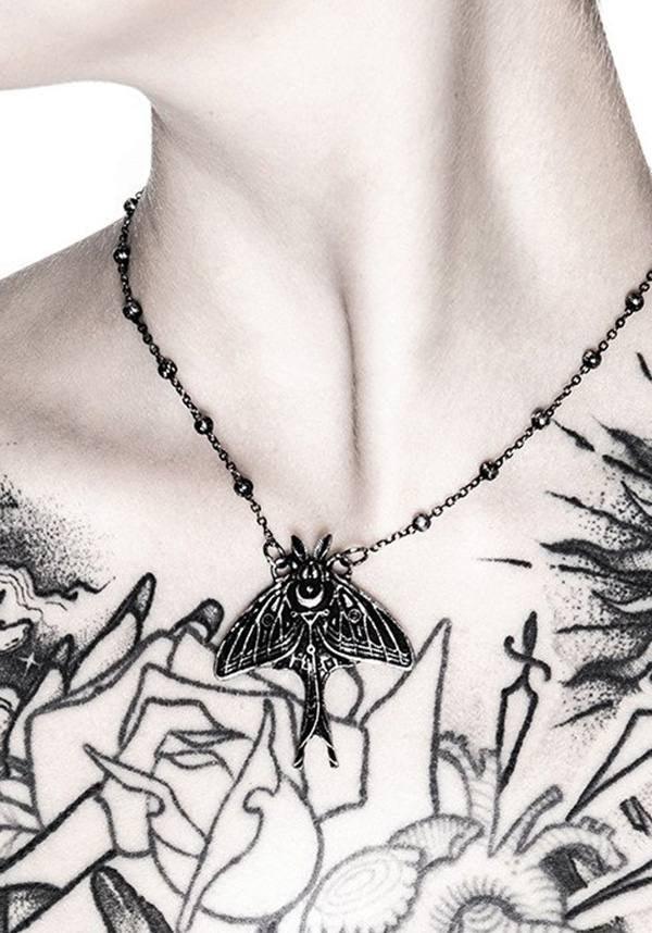 Moon Moth [Silver] | PENDANT - Beserk - accessories, all, clickfrenzy15-2023, discountapp, fp, gothic, gothic accessories, jewellery, moth, necklace, nov19, silver