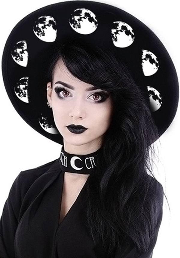 Moon Phases | HAT - Beserk - accessories, all, black, clickfrenzy15-2023, discountapp, fp, goth summer, gothic, gothic accessories, hat, hats, hats and hair, ladies, moon, restyle, sep19, summer, summer goth, summer hats, witch