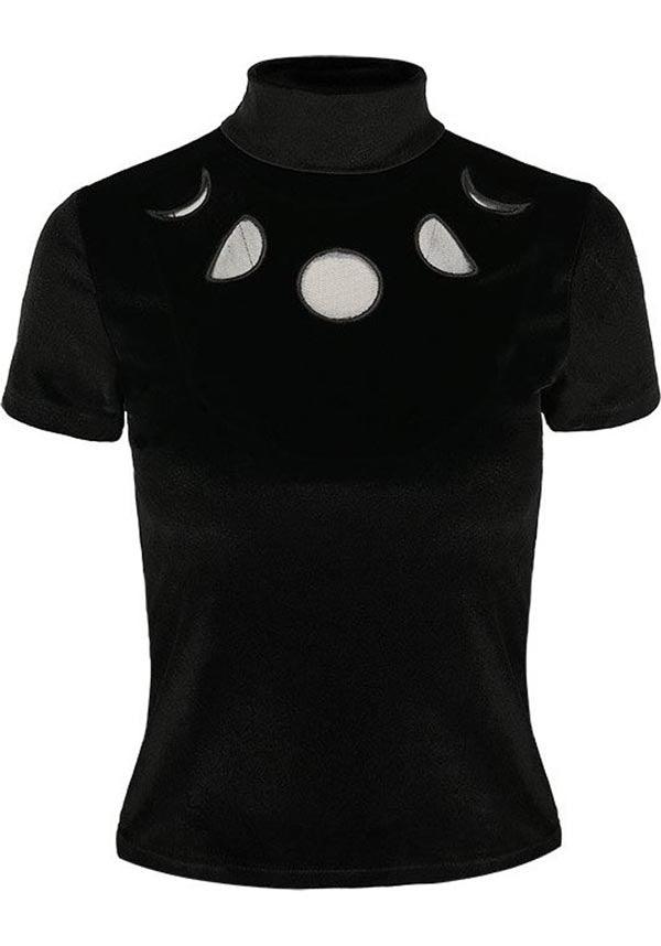 Moon Phases | TOP - Beserk - all, all clothing, all ladies clothing, black, clickfrenzy15-2023, clothing, discountapp, fp, girls top, goth, gothic, high neck, ladies clothing, ladies top, moon, moon phase, plus size, restyle, short sleeved top, tees and tops, top, tops, tshirts and tops, womens top