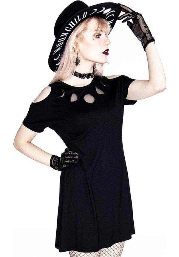 Moon Phases | TUNIC DRESS - Beserk - a line, all, all clothing, all ladies, all ladies clothing, black, clickfrenzy15-2023, clothing, discountapp, dress, dressapril25, dresses, edgy, emo, fp, gothic, ladies, ladies clothing, mini, moon, plus, plus size, restyle, sep19, short