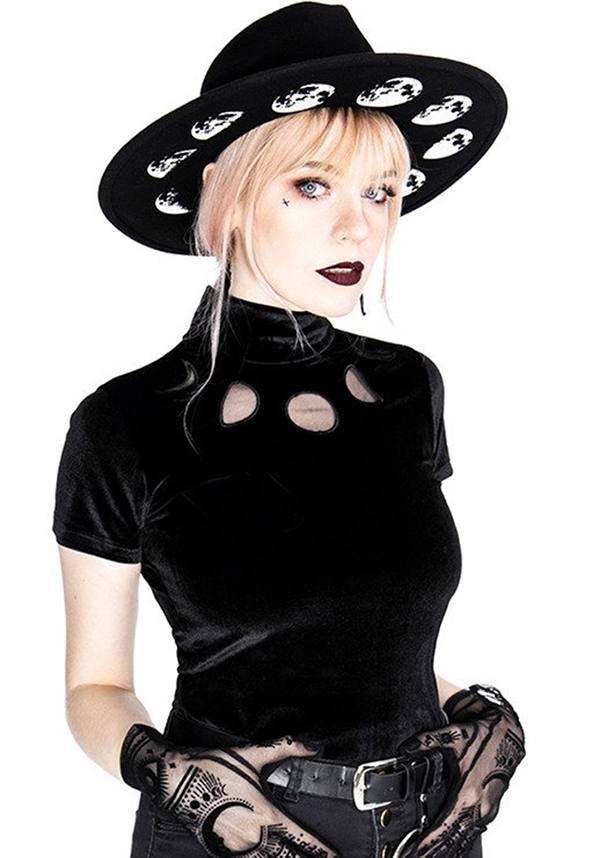 Moon Phases | TOP - Beserk - all, all clothing, all ladies clothing, black, clickfrenzy15-2023, clothing, discountapp, fp, girls top, goth, gothic, high neck, ladies clothing, ladies top, moon, moon phase, plus size, restyle, short sleeved top, tees and tops, top, tops, tshirts and tops, womens top