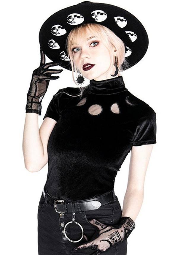 Moon Phases | TOP - Beserk - all, all clothing, all ladies clothing, black, clickfrenzy15-2023, clothing, discountapp, fp, girls top, goth, gothic, high neck, ladies clothing, ladies top, moon, moon phase, plus size, restyle, short sleeved top, tees and tops, top, tops, tshirts and tops, womens top