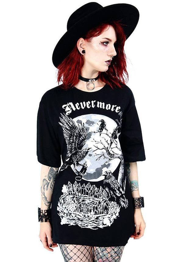 Nevermore | OVERSIZED T-SHIRT - Beserk - all, all clothing, all ladies, all ladies clothing, black, clickfrenzy15-2023, clothing, discountapp, edgar allan poe, edgy, fp, gothic, ladies, ladies clothing, ladies shirt, ladies tshirt, long top, mens, mens clothing, moon, oversized, pricematchedtb, raven, restyle, sep18, shirt, shirts, t-shirt, tees and shirt, tees and shirts, top, tops, tshirt, tshirts, tshirts and tops, unisex, womens shirt, womens shirts