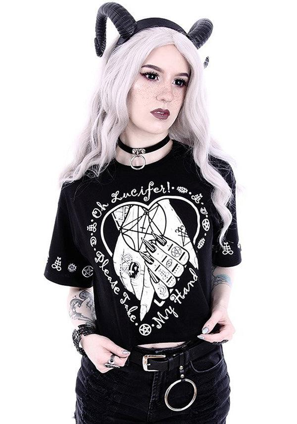 Oh Lucifer | CROP TOP - Beserk - all, all clothing, all ladies, all ladies clothing, black, clickfrenzy15-2023, clothing, crop, crop top, cropped, discountapp, edgy, fp, gothic, halloween, halloween clothing, jan18, ladies, ladies clothing, ladies shirt, ladies tshirt, lucifer, restyle, shirt, shirts, t-shirt, tee, tees and shirt, tees and shirts, tshirt, tshirts, tshirts and tops, womens shirt, womens shirts